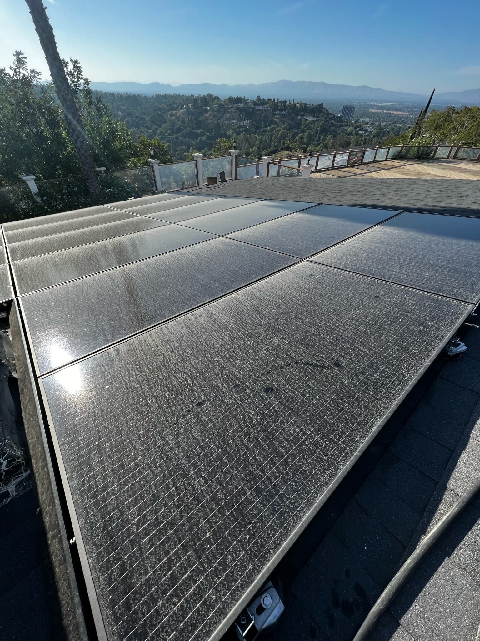 dirty roof solar panel before it was cleaned